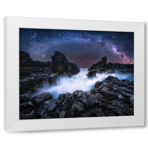Bridge Of The Stone Gate White Modern Wood Framed Art Print by Zhang, Joshua