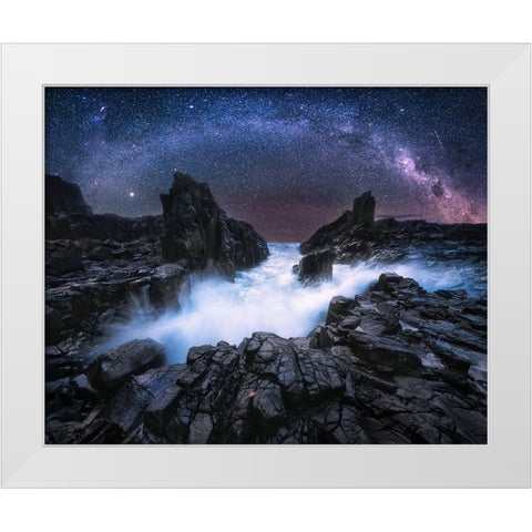 Bridge Of The Stone Gate White Modern Wood Framed Art Print by Zhang, Joshua