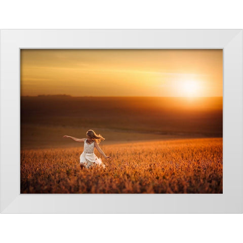 Dusk White Modern Wood Framed Art Print by Olson, Jake