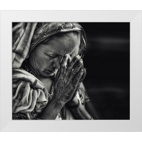 Prayers White Modern Wood Framed Art Print by Flour, Piet