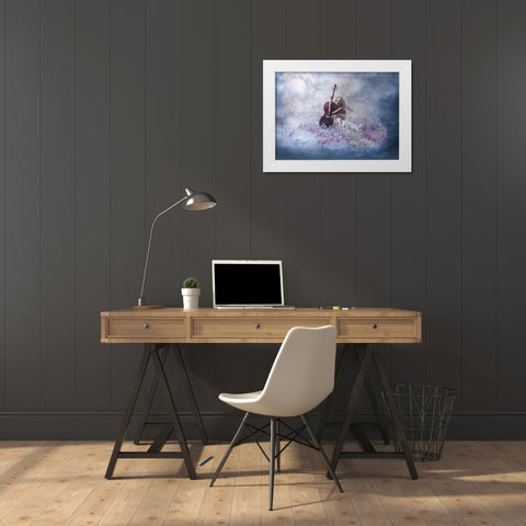 Music Of The Soul White Modern Wood Framed Art Print by Simongulashvili, Natalia