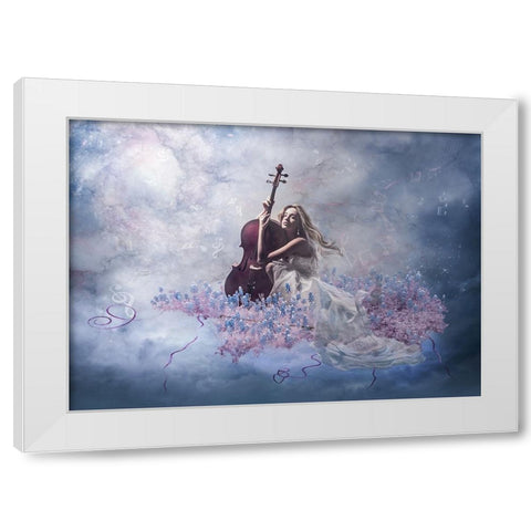 Music Of The Soul White Modern Wood Framed Art Print by Simongulashvili, Natalia