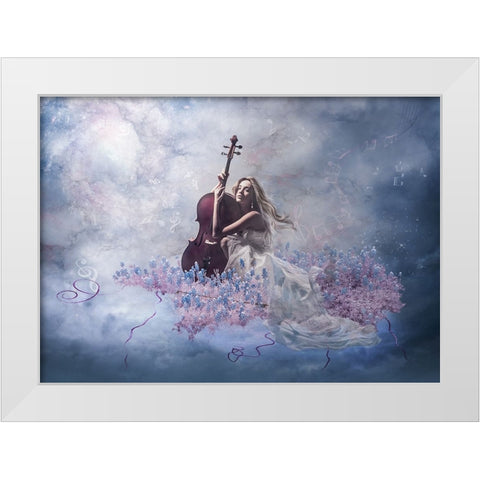 Music Of The Soul White Modern Wood Framed Art Print by Simongulashvili, Natalia