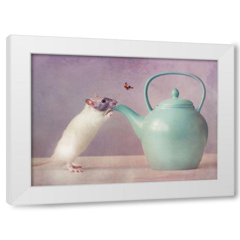 Snoozy  :) White Modern Wood Framed Art Print by Van Deelen, Ellen
