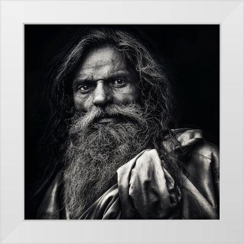 The Man From Agra White Modern Wood Framed Art Print by Flour, Piet