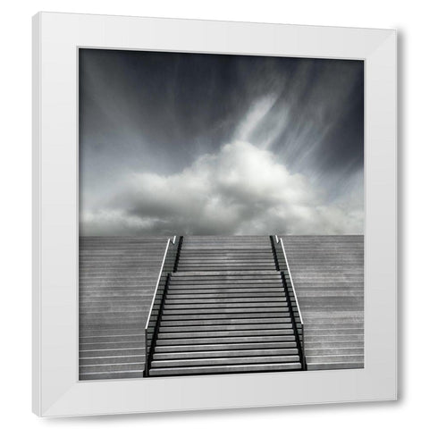 Stair White Modern Wood Framed Art Print by Claes, Gilbert