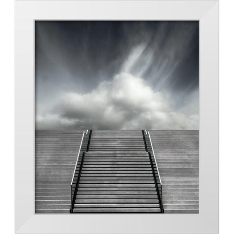 Stair White Modern Wood Framed Art Print by Claes, Gilbert