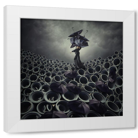 A Broken Serenade White Modern Wood Framed Art Print by Hardibudi