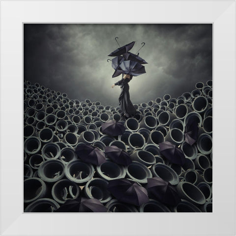 A Broken Serenade White Modern Wood Framed Art Print by Hardibudi