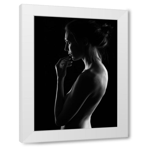 Winter Evening White Modern Wood Framed Art Print by Batenko, Dmitriy