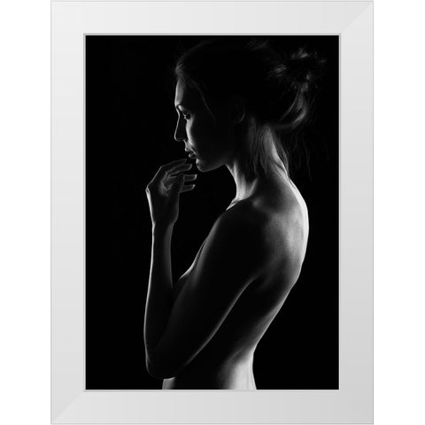 Winter Evening White Modern Wood Framed Art Print by Batenko, Dmitriy