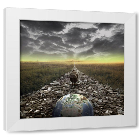 Welcome To The Universe White Modern Wood Framed Art Print by Valentino, Ivan