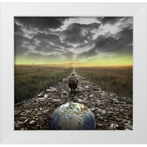 Welcome To The Universe White Modern Wood Framed Art Print by Valentino, Ivan