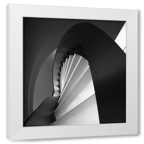 Straight And Curves Lines White Modern Wood Framed Art Print by Azevedo, Olavo