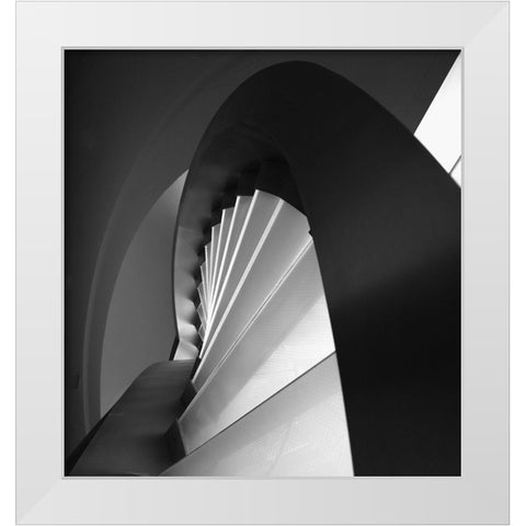 Straight And Curves Lines White Modern Wood Framed Art Print by Azevedo, Olavo