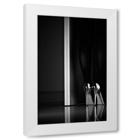 Black + White + Door White Modern Wood Framed Art Print by Schottstaedt, Erik