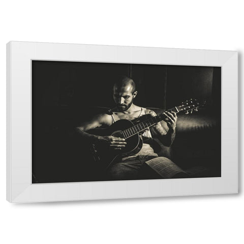 Music White Modern Wood Framed Art Print by Rodarte, Diego