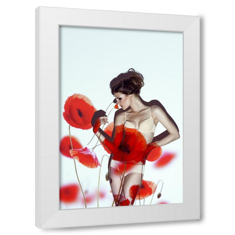 Red White Modern Wood Framed Art Print by marinastudio