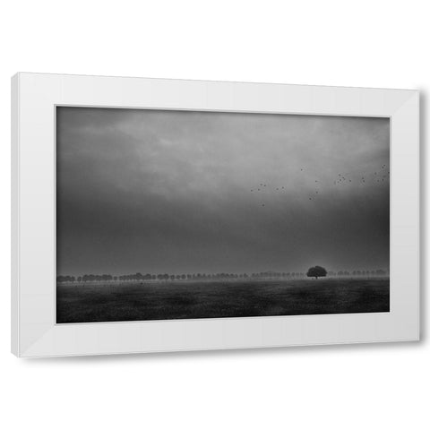 Solitaire White Modern Wood Framed Art Print by Hageman, Michiel