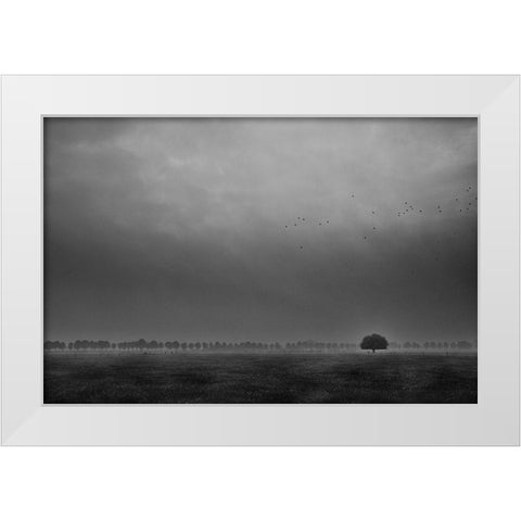 Solitaire White Modern Wood Framed Art Print by Hageman, Michiel