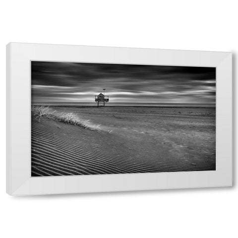 The Beach Hut White Modern Wood Framed Art Print by Elgar, Peter
