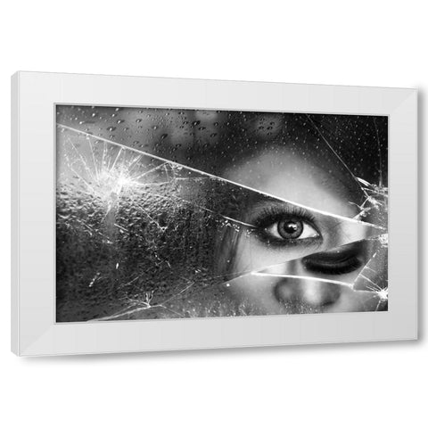 Face Of Pieces White Modern Wood Framed Art Print by Marlianto, Ivan