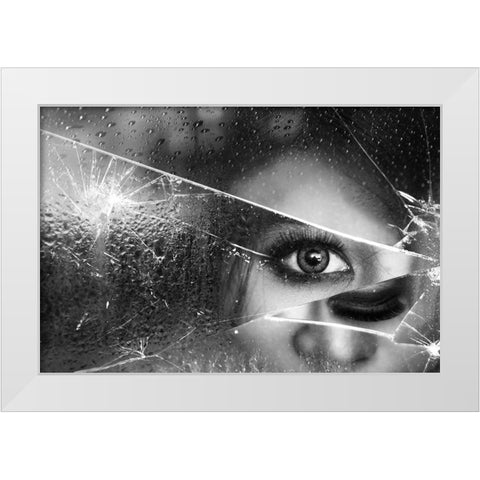 Face Of Pieces White Modern Wood Framed Art Print by Marlianto, Ivan