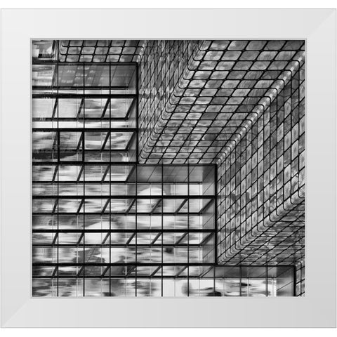 Silver Squares White Modern Wood Framed Art Print by Van Son, Greetje