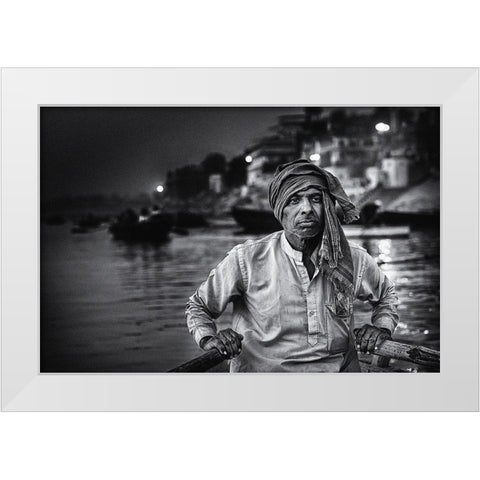 Nights On The Ganges White Modern Wood Framed Art Print by Flour, Piet