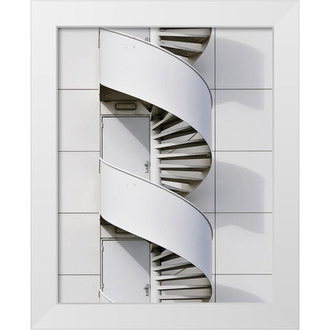 Fire Escape White Modern Wood Framed Art Print by van Maastricht, Henk