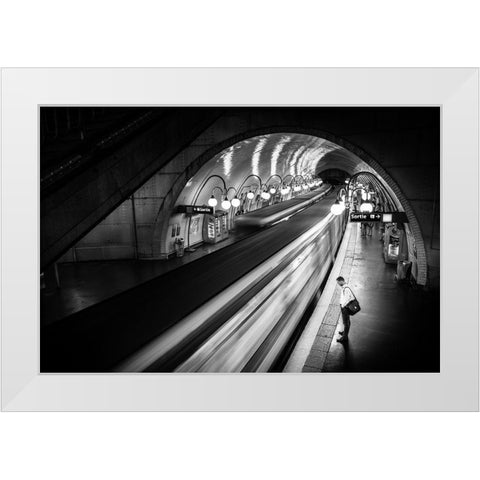 Paris Metro White Modern Wood Framed Art Print by Lim, Michael