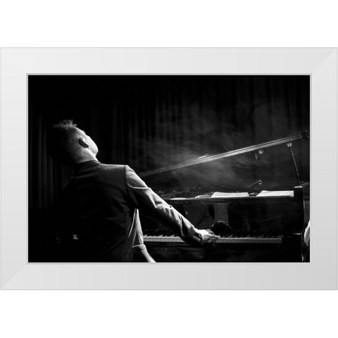 Pianist White Modern Wood Framed Art Print by P., Laura