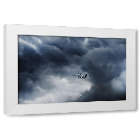 Into The Inferno White Modern Wood Framed Art Print by Leon
