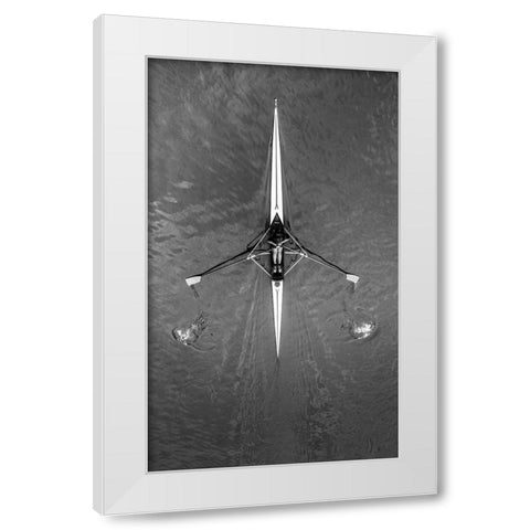 Drawings On The River White Modern Wood Framed Art Print by Toniolo, Giorgio