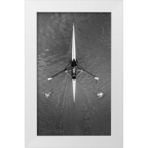 Drawings On The River White Modern Wood Framed Art Print by Toniolo, Giorgio