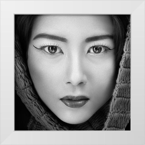 Portrait Of Icha White Modern Wood Framed Art Print by Siswandhono, Arief