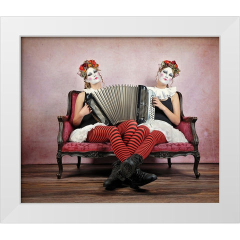 Twins White Modern Wood Framed Art Print by Vanhercke, Monika