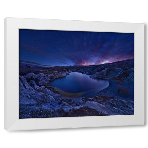 Blue Lake White Modern Wood Framed Art Print by Zhang, Yan