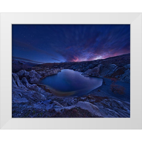 Blue Lake White Modern Wood Framed Art Print by Zhang, Yan