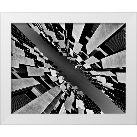 Slash White Modern Wood Framed Art Print by Tajima, Koji