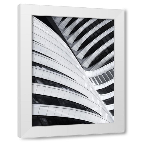 Battle Of The Curves White Modern Wood Framed Art Print by Van De, Jeroen