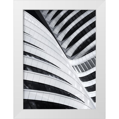 Battle Of The Curves White Modern Wood Framed Art Print by Van De, Jeroen