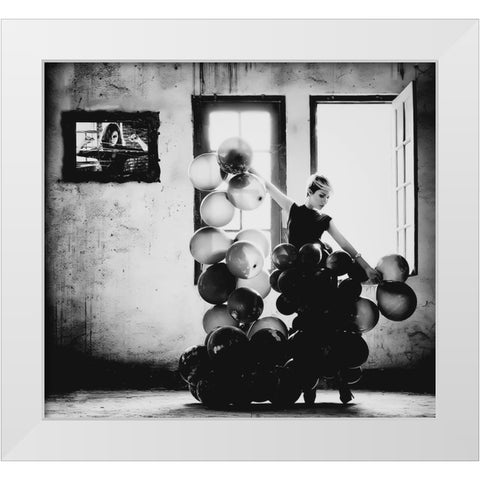 Dancing With Loneliness White Modern Wood Framed Art Print by Potret, Yugie