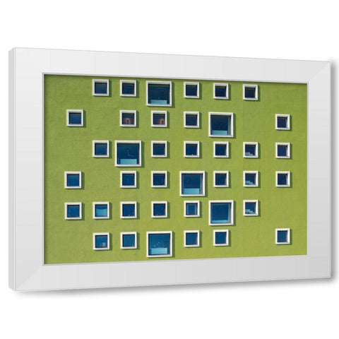 39 Windows White Modern Wood Framed Art Print by Lykke, Jan