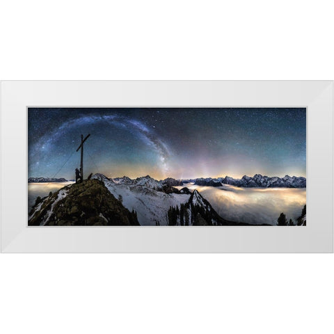 Above The Clouds White Modern Wood Framed Art Print by Nicholas Roemmelt, Dr.