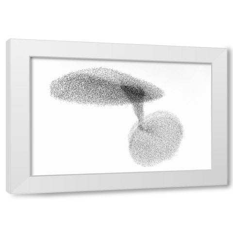 Starlings Dance White Modern Wood Framed Art Print by Gil Raga, Joan