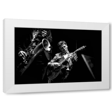Jazz White Modern Wood Framed Art Print by Simoes, Goncalo