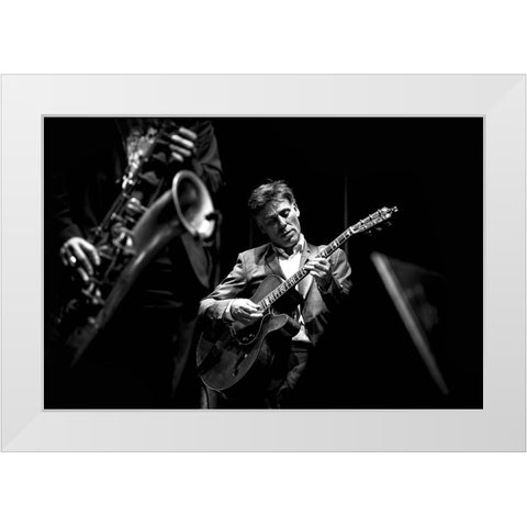 Jazz White Modern Wood Framed Art Print by Simoes, Goncalo