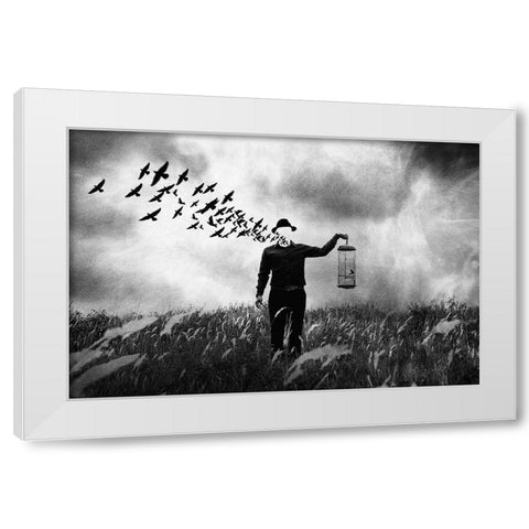 Freedom White Modern Wood Framed Art Print by Satriani, Jay