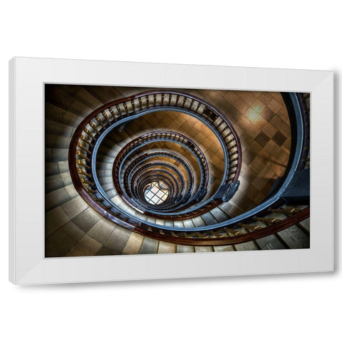 Staircase White Modern Wood Framed Art Print by Mohrmann, Dennis